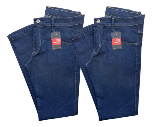 Kit 2 Calça Jeans  Masculina Trabalho Tradicional Elastano 