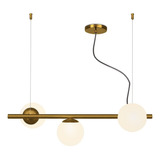 Lustre Pendente Century 3 Globos Jabuticaba Dourado Polido