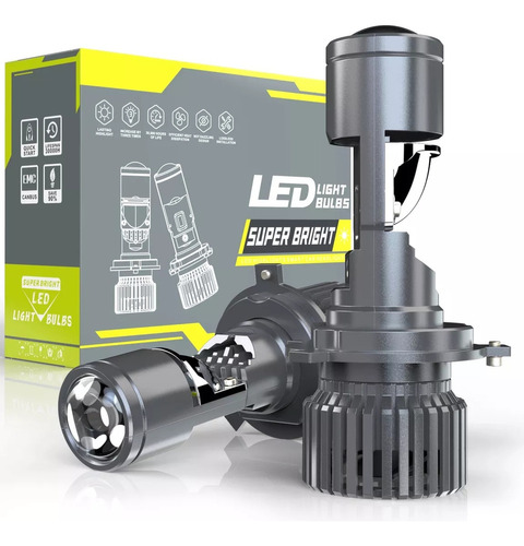 Focos Led H4 Lupa Miniproyector Faros Delanteros 22000lm 2pz