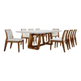 Conjunto De Mesa De Jantar Retangular Com Tampo De Vidro ... Cor Imbuia