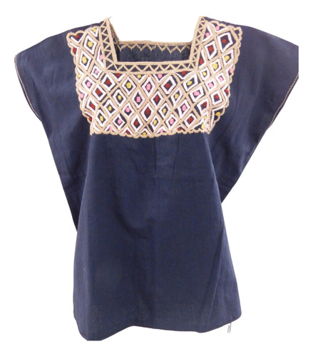 Blusa Cuello Cuadrado De Manta Bordada