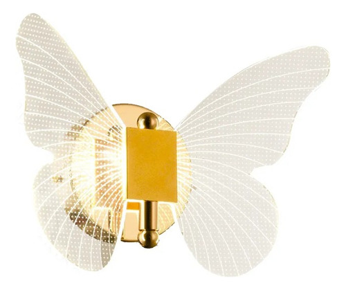 Arandela Borboleta Led 3000k Dourada Decorativa De Parede Cor Dourado 110v/220v