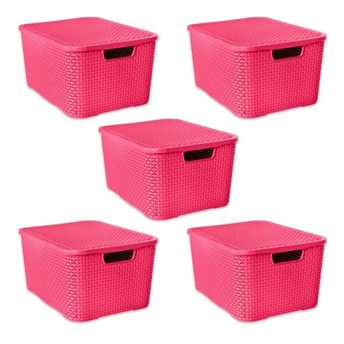 Kit 5 Caixas/cesto Organizador Rattan Cores - 7l Promoção