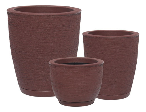Kit 3 Vasos Para Plantas Decorativo Em Polietileno N1 N2 N3