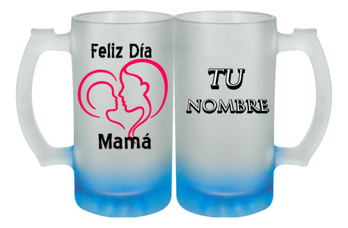 Tarro Cervecero Personalizado Para Mamá 1pz Azul Mod.01-12