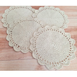 Individual Para Plato Mesa - Carpeta Tejido A Crochet X4