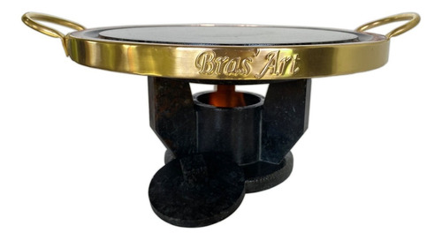 Fondue Para Carne 27 Cm Em Pedra Sabão Com Metal  Dourado