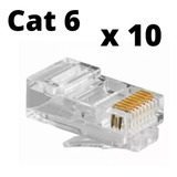 Fichas Macho Conectores Plug Rj45 Cable De Red Cat 6 X 10u