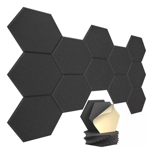 Panel Acustico Decorativo Autoadhesivo Negro Paquete 12pzas
