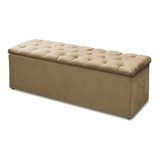 Calçadeira Recamier Baú Casal King 195cm Sofia Suede Bege