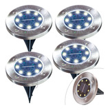 Farol Estaca Solar Led Recargable P/ Jardin Luz Fria X 4 Uni