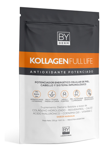 By Derm Kollagen Full Life Colágeno Antioxidante Potenciado Sabor Naranja