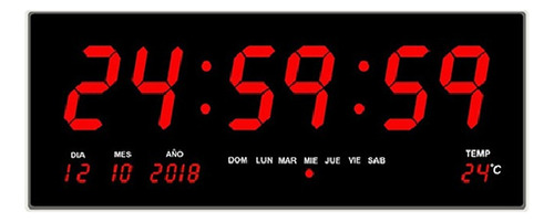 Reloj Led Digital Para Pared Temperatura, Calendario Y Alarm