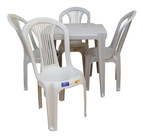 Conjunto Mesa E 4 Cadeiras Bistro Antares Branco Kit 10 Jogo