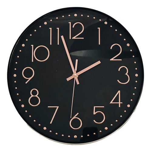 Reloj De Pared Moderno Cocina Living Negro Minimalista 32cms