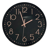 Reloj De Pared Moderno Cocina Living Negro Minimalista 32cms