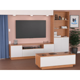 Combo Rack Tv + Mesa Ratona + Biblioteca Living Modular Rack