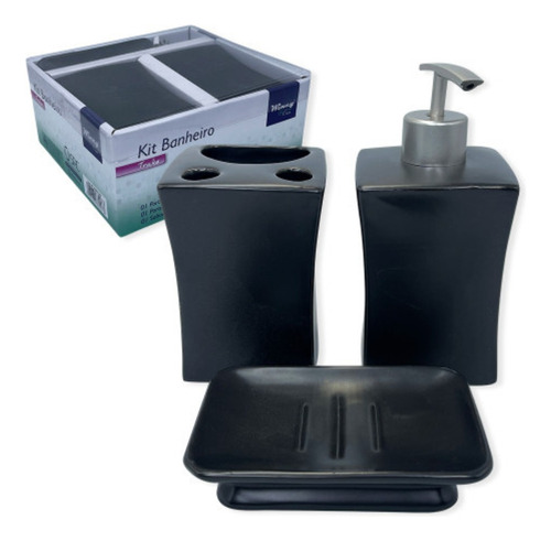 Kit Banheiro Lavabo Porcelana 3 Peças Porta Sabonetes E Esco