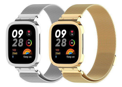 2 Correa + Funda Acero Milanis Para Redmi Watch 3 / 3 Active