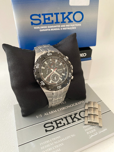 Relógio Cronógrafo Jumbo 44mm Luxuoso E Vistoso Seiko