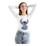 Polera Larga Dama Lilo Y Stitch Mono 326 Sentado Estampado 