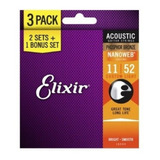 Cuerdas Elixir De Acero 11-52 Guitarra Acustica X3 16544