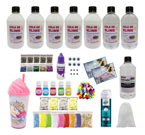 Super Mega Kit P Fazer Slime Colas Brancas Envio Imediato