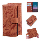 Funda De Cuero For Nokia 5.4 Tiger Emboss