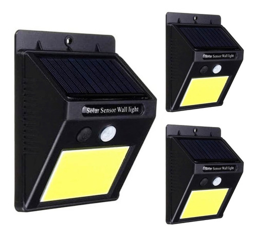 Pack 3 Foco Solar 20 Leds Con Sensor Movimiento Exterior