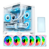 Gabinete Gamer Branco Gb1791 + 6 Fans Rgb Micro-atx   Vidro