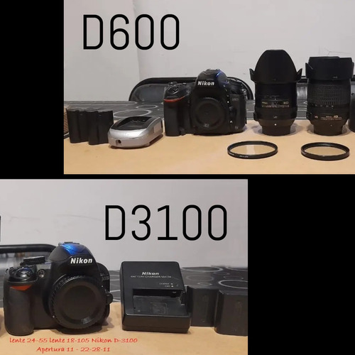 Nikon D600 + Nikon D3100 + Lentes + Filtros + Fundas