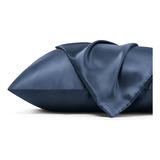 Fundas Para Almohada Saten Suave Azul Oscuro 2pz 50x66cm