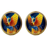 Hermosos Gemelos De Cristal De Phoenix De Fuego Joyas Art No