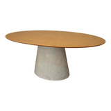 Mesa De Jantar Cone Oval 180x100cm Tampo Mdf Base Concreto