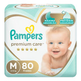 Fraldas Descartáveis Infantis Premium Care Com 80 Unidades Tamanho M Pampers