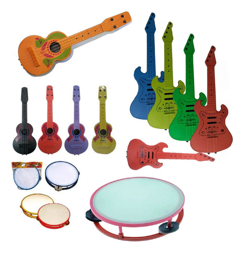 Kit 15 Instrumentos Violão Guitarra Pandeiro Brinquedos 