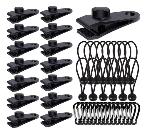 45 Pieces Of Heavy Duty Lock Grip Tarp Clips With D Clips