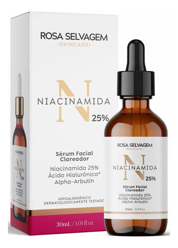 Rosa Selvagem Sérum Facial Clareador Niacinamida 25%