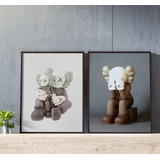 Kaws Sepia 2pzas Con Marco 90x60 Flotante Listo Para Colgar