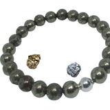 Pulsera Piedras Naturales Pirita + Plata 925