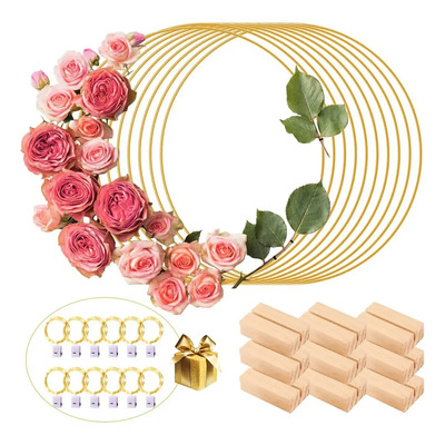 15pzs Centro De Mesa Con Forma De Aro Floral Metal Boda 30cm | Meses sin interés