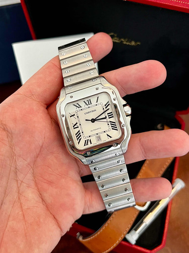 Cartier Santos Romanos 40 Mm Caja Manuales Correa Precioso