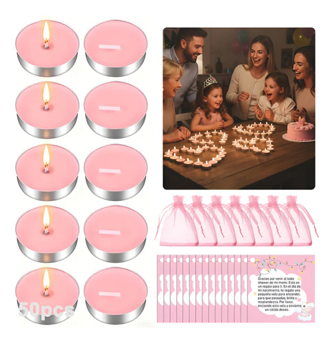 50pzs Velas Recuerdos Baby Shower Favors Con Bolsa Y Tarjeta | MercadoLibre