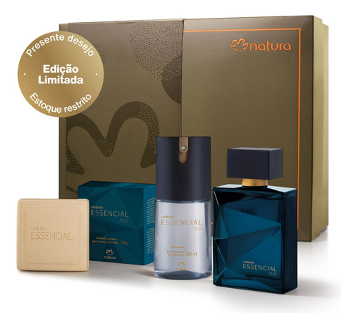 Perfume Natura Essencial Oud Deo Parfum Masculino 100ml Kit Presente