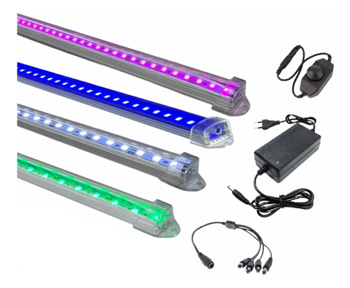 04 Luminária 45cm Led Cores Aquário Plantado C/ Dimmer 