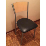 Set De 4 Sillas De Cocina, De Caño Gris Y Asiento Ecocuero