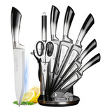 Set De 9 Cuchillos Chef Acero Inoxidable Con Mango D