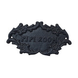 Cartel Pipiroom Baño En Bronce Negro Mate Linea Vintage