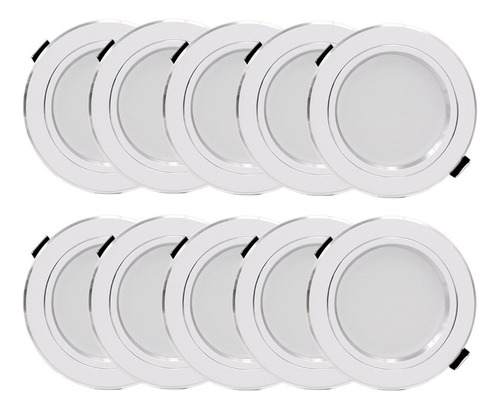 1 10 Uds. Lámpara De Panel Led 9w Foco Empotrado Luz Blanca