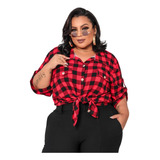 Camisa Blusa Feminina Plus Size Xadrez  Tamanhos Grandes